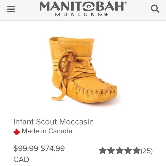 Leather Infant size 3/4 Scout Moccasins - Picture 6 of 8